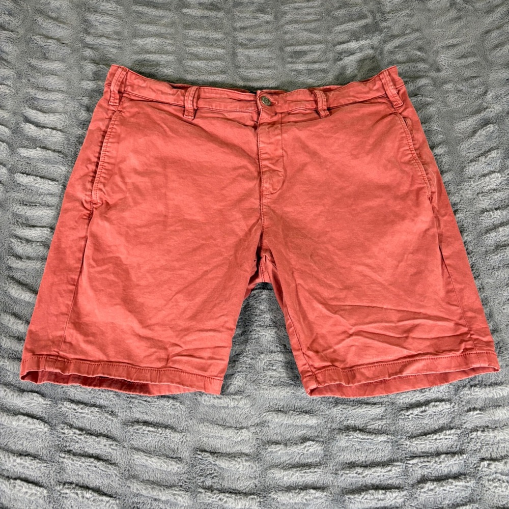 Mavi Simon Mens Chino Shorts Size 40 Salmon Pink Coral Cotton Stretch AR473